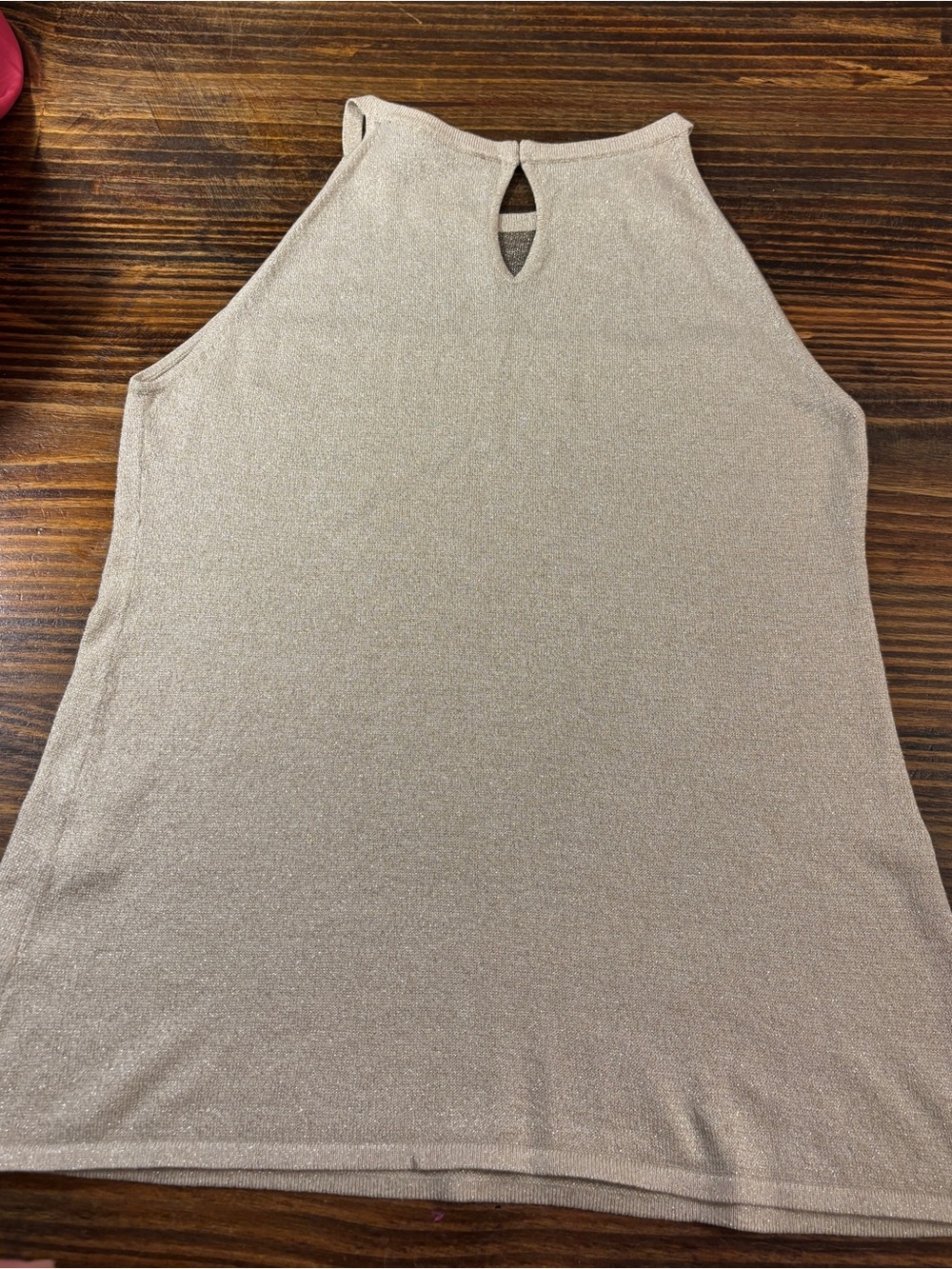 White House Black Market Women’s Small Shimmer Knit Halter Tank Champagne Gold M - Picture 6 of 10